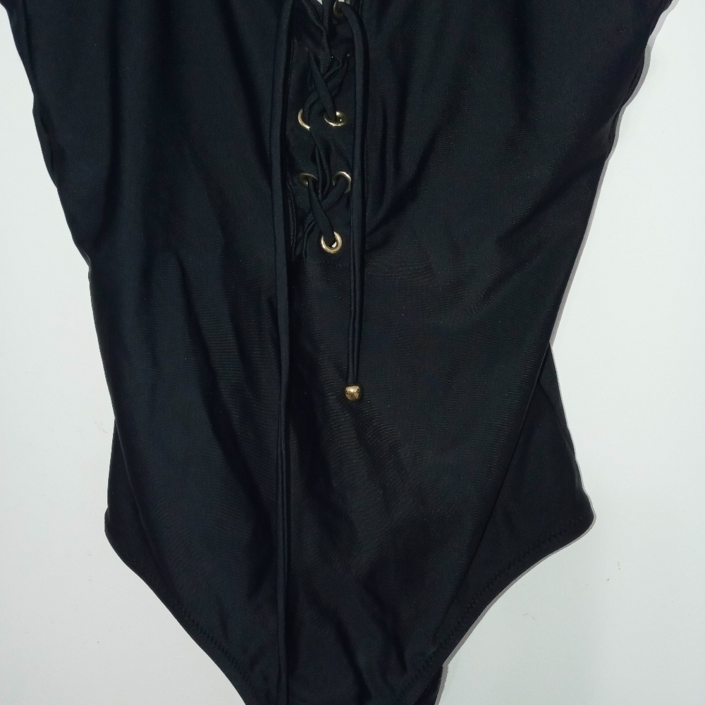 Mossimo Lace Up Front Backless One Piece Bathing Suit